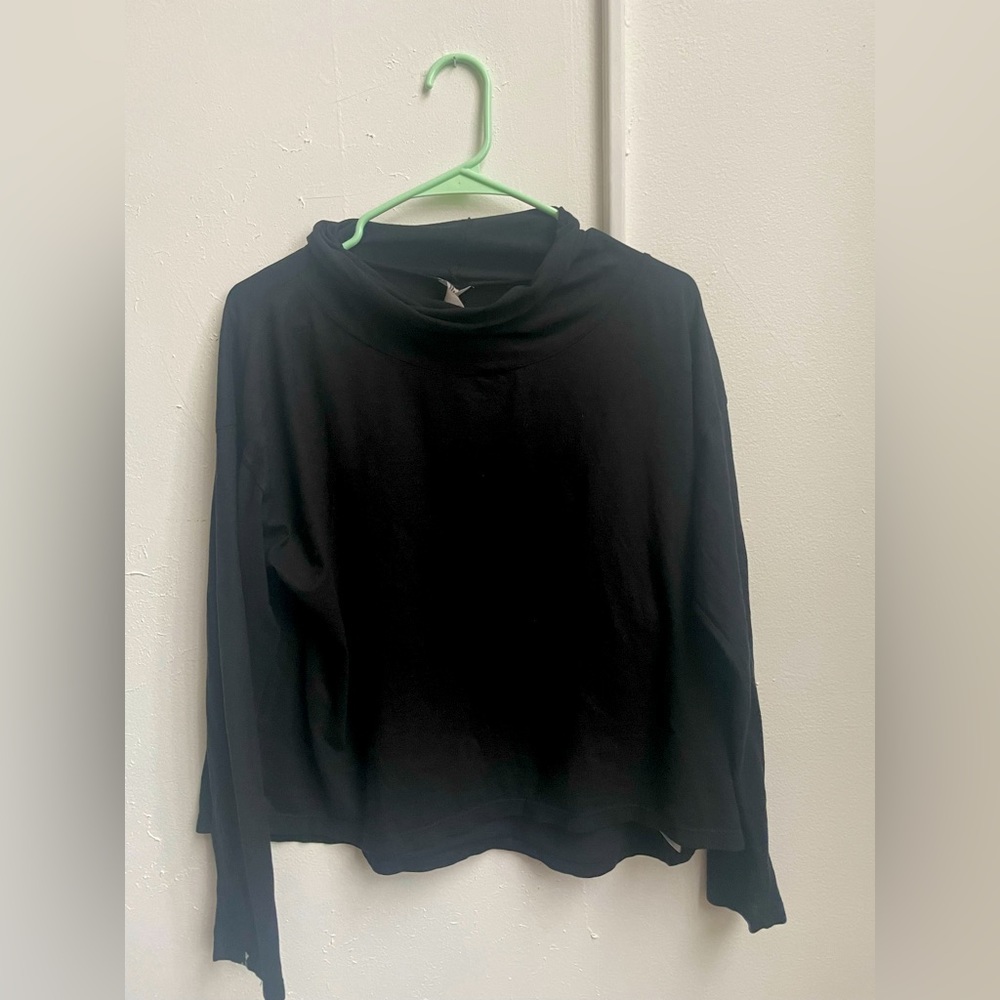 Free People Black Cowl Neck Hemp Tee - Large